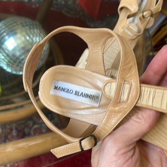 Manolo Blahnik Y2K wood platform sandal heels - Picture 4 of 10